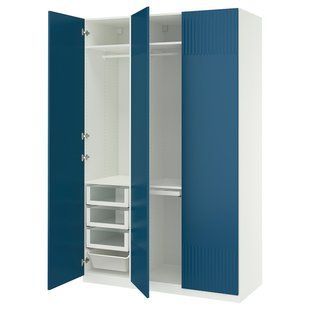 Комбінація шаф, білий/синій, 150x60x236 см PAX/FYRUDDEN / 995.816.60