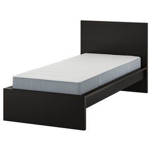 Кровать, черно-коричневая/Vesteroy средней жесткости, 90x200 см. MALM / 995.443.71