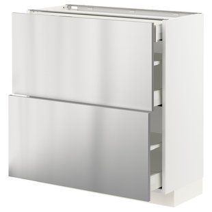 Розмір 2 шт./3 шт., білий/V&aring;rsta нержавіюча сталь, 80x37 см METOD/MAXIMERA / 893.299.75