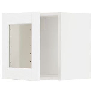 Настенный шкаф со стеклянной дверцей, белый Enkoping/под дерево, 40x40 см METOD / 694.734.69
