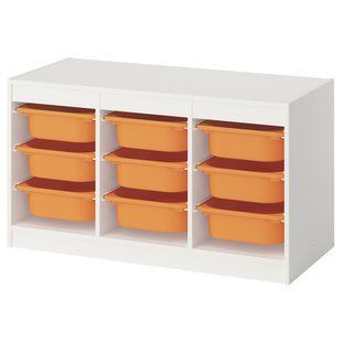 Полиця з контейнерами, білий/світло-помаранчевий, 99x44x56 см TROFAST / 895.744.53