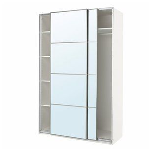 Шафа з розсувними дверима, біла/дзеркальна, 150x66x236 см PAX/AULI / 995.613.08