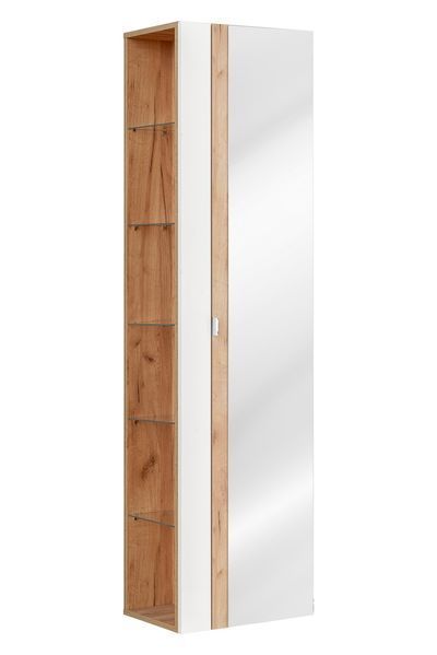 Шкафчик для ванной комнаты высокий с зеркалом CAPRI / CAPRI WHITE 803B;білий/білий глянець;
