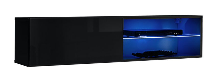 TV тумба зі скляною полицею Switch 120 / 27 ZZ SW RTV 4;корпус - чорний, фронт - чорний глянець;120x30x40;