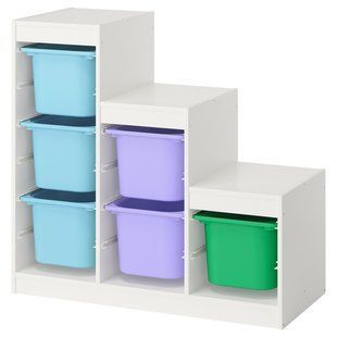 Полиця з контейнерами, біла/різнокольорова, 99x44x94 см TROFAST / 996.066.51