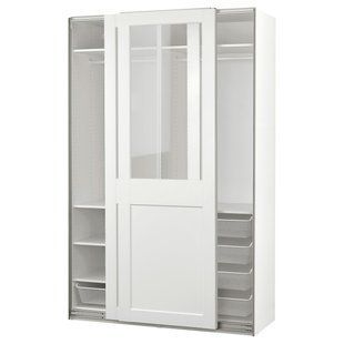 Шафа з розсувними дверима, білий/прозоре скло біле, 150x66x236 см PAX/GRIMO / 195.022.71