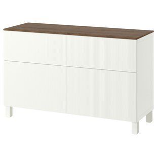 Полка с дверцами и ящиками, белая/белый цвет, 120x42x75 см BESTA / 795.980.77