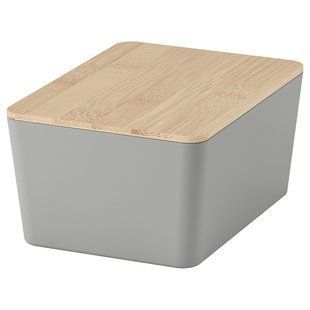Контейнер з кришкою, світло-сірий/бамбук, 13x18x8 см KUGGIS / 095.968.16