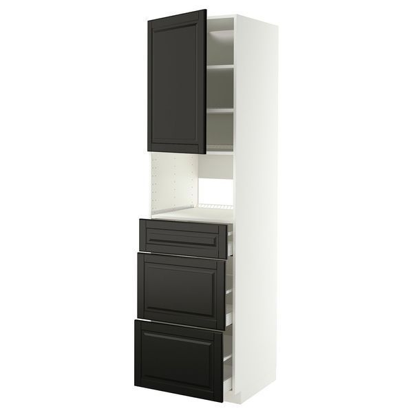 Висока шафа для вбудованої техніки, білий/Bodbyn чорний, 60x60x220 см METOD/MAXIMERA / 996.170.51 METOD/MAXIMERA магазин Glance Висока шафа для вбудованої техніки, білий/Bodbyn чорний, 60x60x220 см METOD/MAXIMERA / 996.170.51