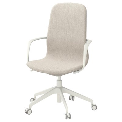 Офісне крісло з білими підлокітниками LANGFJALL / 092.527.91;бежевий;