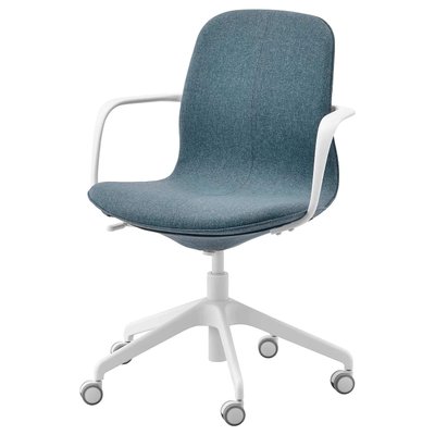 Офісне крісло з підлокітниками LANGFJALL на колесах 92 см / 692.527.69;білий/синій;