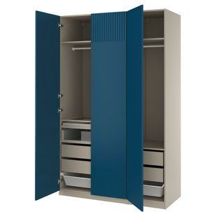 Комбінація шаф, сіро-коричневий/синій, 150x60x236 см PAX/FYRUDDEN / 595.817.80
