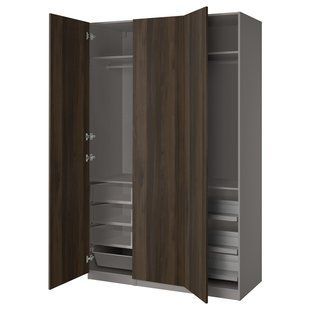 Шкаф-купе, имитация дуба темно-серого/темно-коричневого цвета, 150x60x236 см. PAX/STORKLINTA / 295.626.84
