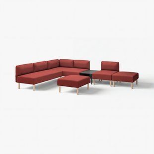 6-місний модуль дивана з бічним столиком, Гуннаред/коричнево-червоне дерево LILLEHEM / 095.747.82