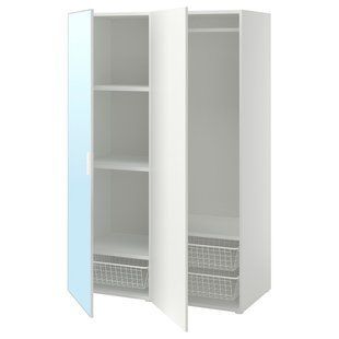 Шафа/2 двері, білий STRAUMEN дзеркальне скло/FONNES білий, 120x57x181 см PLATSA / 696.153.41