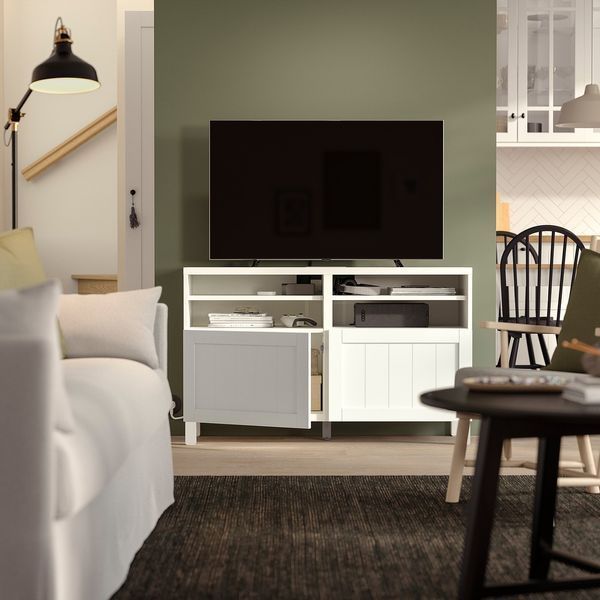 Тумба под телевизор с дверцами, белая/Pipmakare white, 120x42x74 см BESTA / 495.973.76