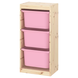Стелаж з 3-контейнерами TROFAST 44x30x91 см / 493.359.35;рожевий;