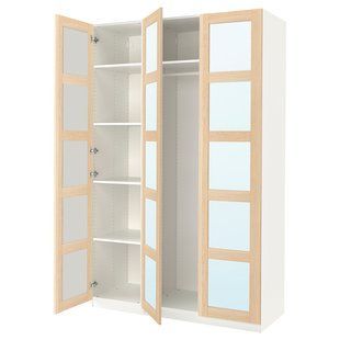 Комбінація шаф, імітація білого дуба/дзеркало, 150x60x236 см PAX/BERGSBO / 495.011.85