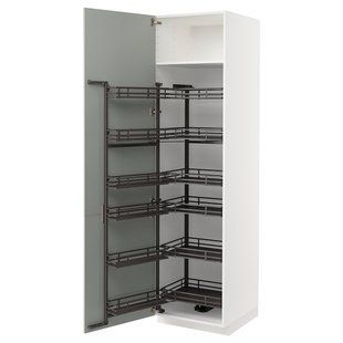 Висока шафа з висувною коморою, білий/Хавсторп світло-сірий, 60x60x220 см METOD / 195.383.50