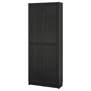 Книжный шкаф с дверцами, отделка под черный дуб, 80x30x202 см. BILLY / 395.631.31