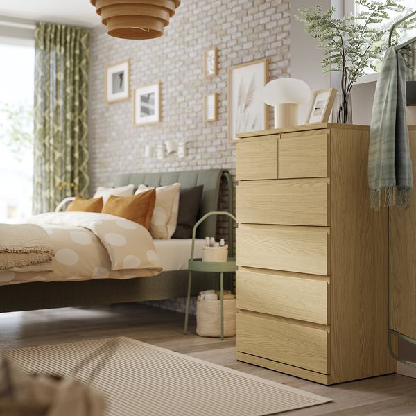 Комод, 6 ящиков, отделка под дуб, 70x50x120 см STORKLINTA / 006.275.44 STORKLINTA магазин Glance Комод, 6 ящиков, отделка под дуб, 70x50x120 см STORKLINTA / 006.275.44