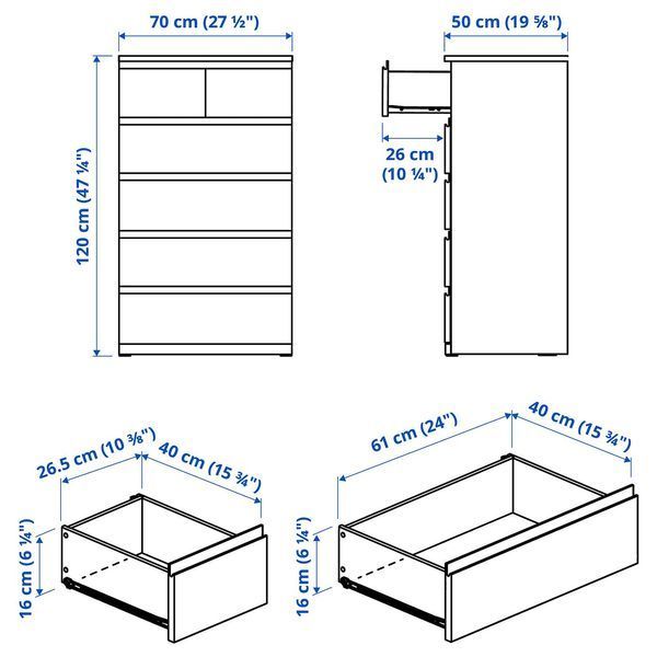 Комод, 6 ящиков, отделка под дуб, 70x50x120 см STORKLINTA / 006.275.44 STORKLINTA магазин Glance Комод, 6 ящиков, отделка под дуб, 70x50x120 см STORKLINTA / 006.275.44