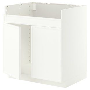 Тумба под мойку HAVSEN с двумя отделениями, белая/матовая белая Aspudden, 80x60 см METOD / 696.243.31