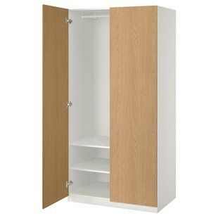 Шкаф-купе, белый/имитация дуба, 100x60x201 см PAX/STORKLINTA / 595.625.93
