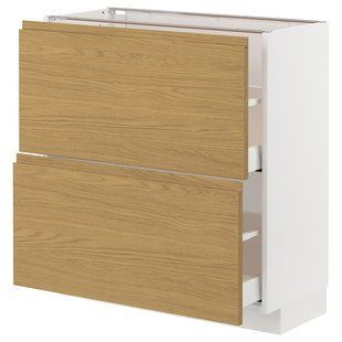 Підлогова шафа з 2 шухлядами, білий/під дуб Воксторп, 80x37 см METOD/MAXIMERA / 595.379.47