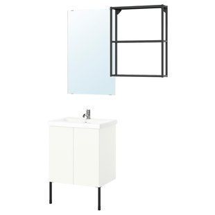 Ванна кімната, антрацит/білий, 64x43x87 см ENHET / 795.477.71