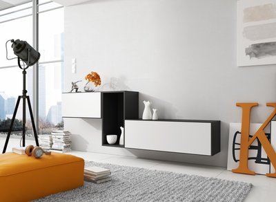 Мебельная стенка ROCO XI / чорний/білий;