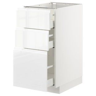 Напольный шкаф с 3 ящиками, белый/глянцевая отделка Voxtorp/белый, 40x60 см METOD/MAXIMERA / 592.550.18