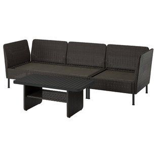 Комплект садовой мебели из ротанга на 3 места, темно-серый. VITTSKAR / 395.911.53