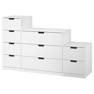 Комод, 9 шухляд, білий, 160x99 см NORDLI / 192.480.15