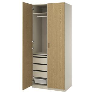 Гардеробная, серо-бежевая/дубовый шпон, 100x60x236 см PAX/TONSTAD / 995.489.15