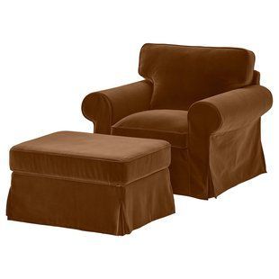 Крісло/підніжка, Альхамн темно-жовто-коричневий EKTORP / 796.338.39