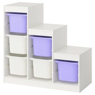Полиця з контейнерами, білий/бузковий, 99x44x94 см TROFAST / 296.066.59