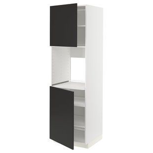 Высокий двухдверный/полуторный шкаф, белый/матовый антрацит Nickebo, 60x60x200 см. METOD / 594.979.65