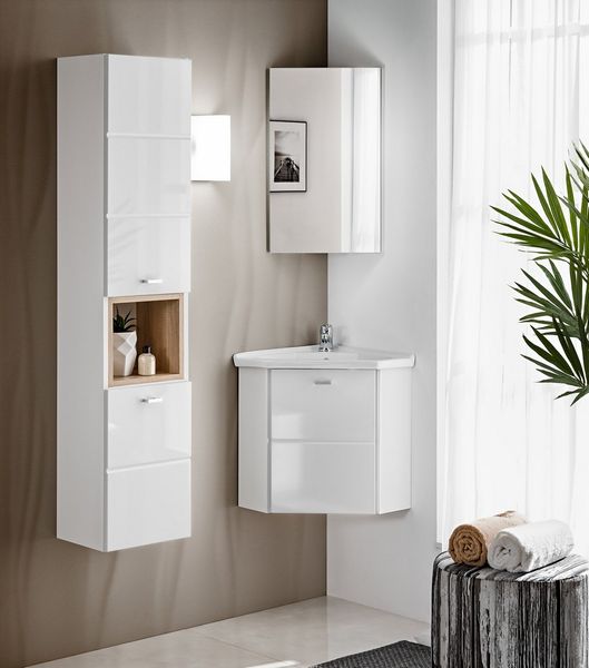 Комплект для ванної кімнати кутовий FINKA / FINKA WHITE CORNER-1;білий/білий глянець;