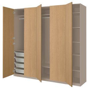Комбінація шаф, колір тауп/дуб, 250x60x236 см PAX/STORKLINTA / 495.628.76