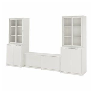 Тумба под телевизор, кремовый цвет/прозрачное стекло, 339x47x201 см TONSTAD / 595.717.62