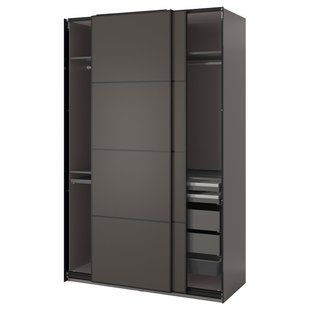 Шкаф-купе, темно-серый/двусторонний темно-серый, 150x66x236 см PAX/MEHAMN / 395.230.55