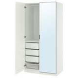 Шкаф-купе, зеркально-белый/серо-белый, 100x60x201 см PAX/KAMMARTORP/GULLABERG / 295.725.17 PAX/KAMMARTORP/GULLABERG магазин Glance