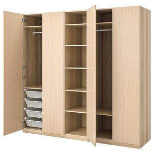 Шкаф для одежды, имитация дуба, тонированная в белый цвет, 250x60x236 см. PAX/FORSAND / 692.860.95