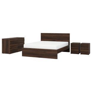 Комплект мебели для спальни из 4 предметов, темно-коричневый дуб, 160x200 см. STORKLINTA / 996.291.10