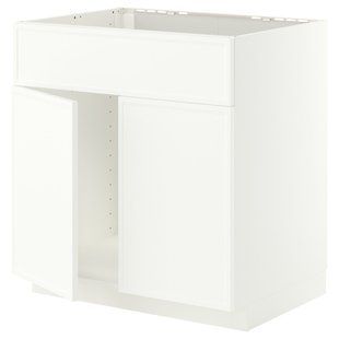 Шкаф с мойкой, 2 дверцы/пол, белый/матовый белый Aspudden, 80x60 см METOD / 196.244.37