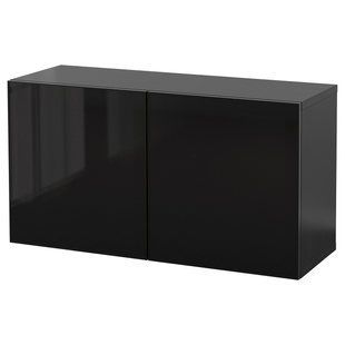Настенный шкаф-трансформер, черно-коричневый Glassvik/черное стекло, 120x42x64 см BESTA / 594.410.87