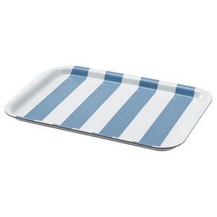 Піднос, смугастий білий/сіро-блакитний, 20x28 см SOLDATFISK / 906.078.53