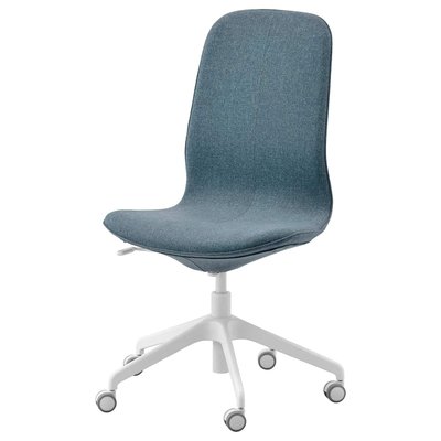 Кресло для конференций без подлокотников LANGFJALL на колесах 104 см / 292.525.11;білий/синій;