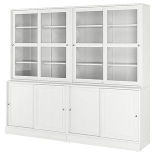 Комбінація розсувних скляних дверей, білий колір, 242x47x212 см HAVSTA / 195.348.80